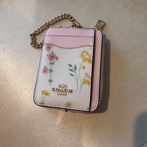 Coach Pink and Gold Floral Card Holder